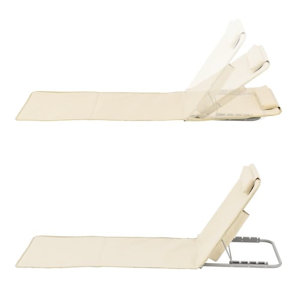 [en.casa] Strandmadrass Donostia set om 2-med kudde-hopfällbar-143x48cm-pulverlackerat stål-600D Oxford-tyg-beige