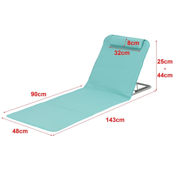 [en.casa] Strandmadrass Donostia set om 2-med kudde-hopfällbar-143x48cm-pulverlackerat stål-600D Oxford-tyg-turkos