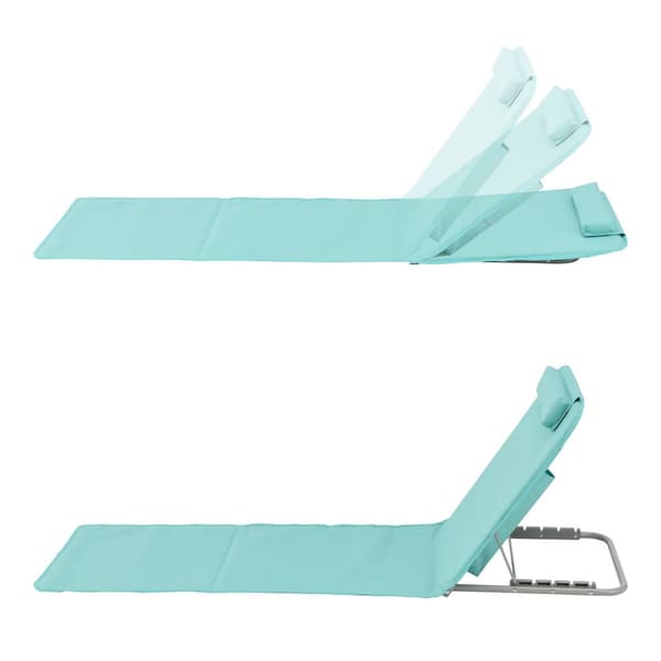 [en.casa] Strandmadrass Donostia set om 2-med kudde-hopfällbar-143x48cm-pulverlackerat stål-600D Oxford-tyg-turkos
