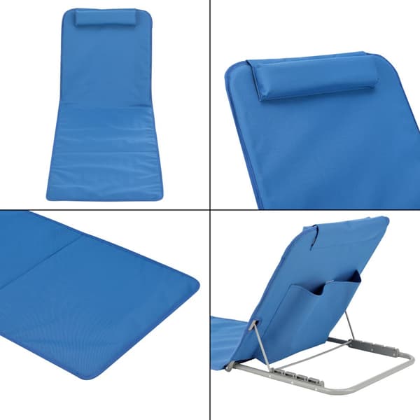 [en.casa] Strandmadrass Donostia set om 2-med kudde-hopfällbar-143x48cm-pulverlackerat stål-600D Oxford-tyg-blå