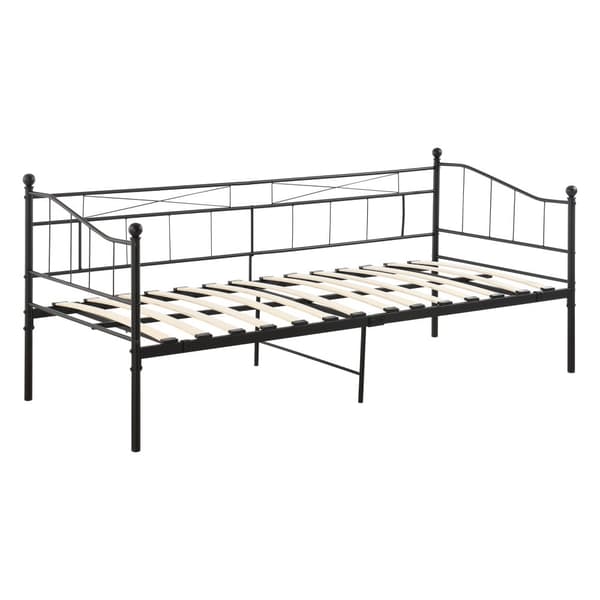 [en.casa] Sängstomme Arjeplog i metall inkl. ribbotten-209,5x95x90,5cm-Bäddmått:200x90cm-pulverlackerat stål-svart matt-reptålig