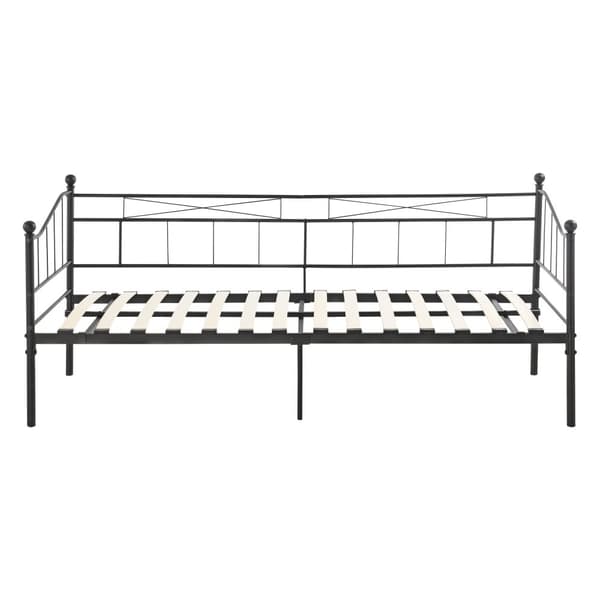 [en.casa] Sängstomme Arjeplog i metall inkl. ribbotten-209,5x95x90,5cm-Bäddmått:200x90cm-pulverlackerat stål-svart matt-reptålig