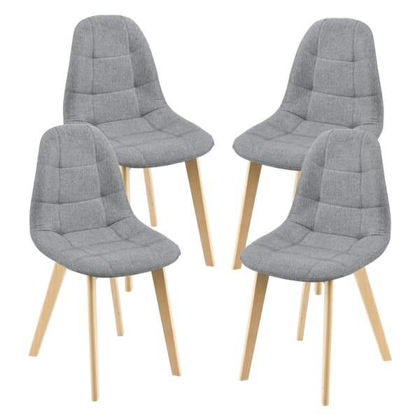 [en.casa] Stol Kopparberg set om 4-matstol-86x53x47cm-polyester-bok-vadderad-ljusgrå