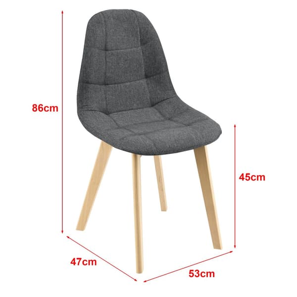 [en.casa] Stol Kopparberg set om 4-matstol-86x53x47cm-polyester-bok-vadderad-mörkgrå