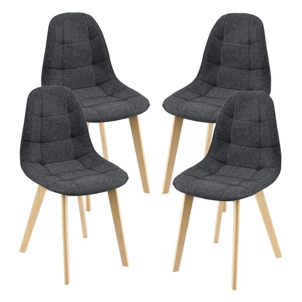 [en.casa] Stol Kopparberg set om 4-matstol-86x53x47cm-polyester-bok-vadderad-svart
