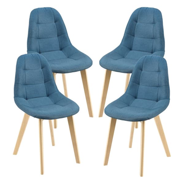 [en.casa] Stol Kopparberg set om 4-matstol-86x53x47cm-polyester-bok-vadderad-blå