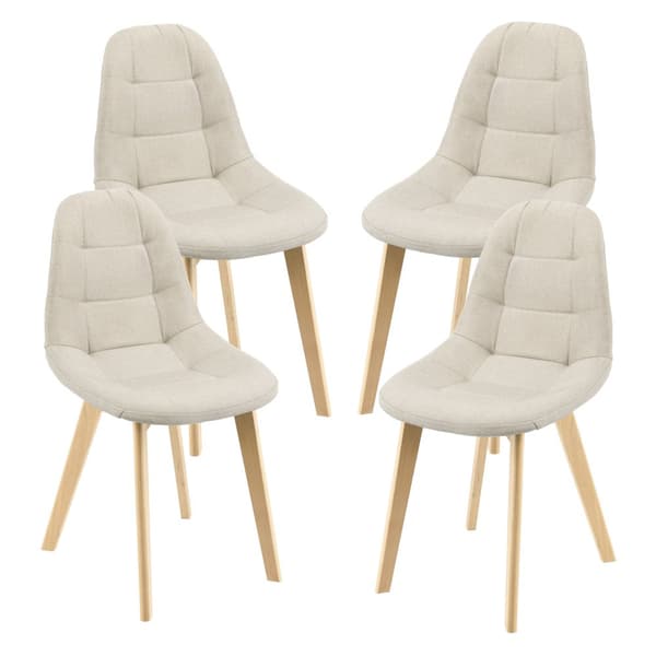 [en.casa] Stol Kopparberg set om 4-matstol-86x53x47cm-polyester-bok-vadderad-beige