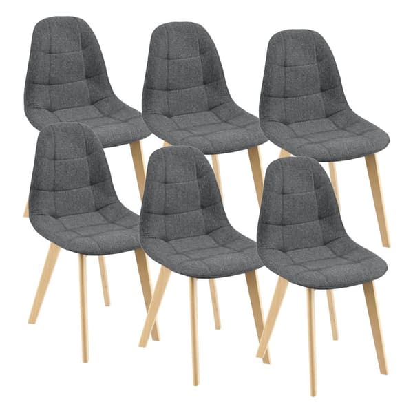 [en.casa] Stol Kopparberg set om 6-matstol-86x53x47cm-polyester-bok-vadderad-mörkgrå