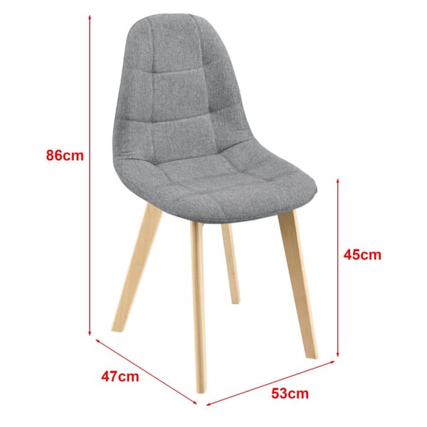 [en.casa] Stol Kopparberg set om 6-matstol-86x53x47cm-polyester-bok-vadderad-ljusgrå