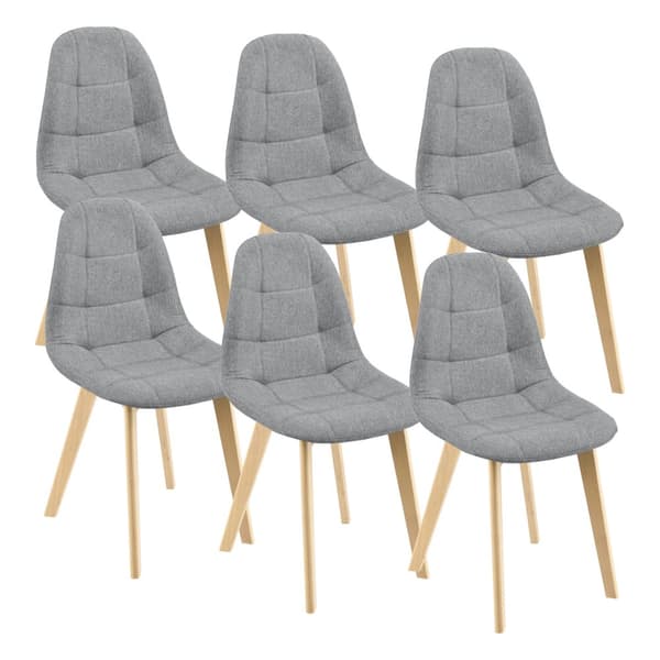 [en.casa] Stol Kopparberg set om 6-matstol-86x53x47cm-polyester-bok-vadderad-ljusgrå