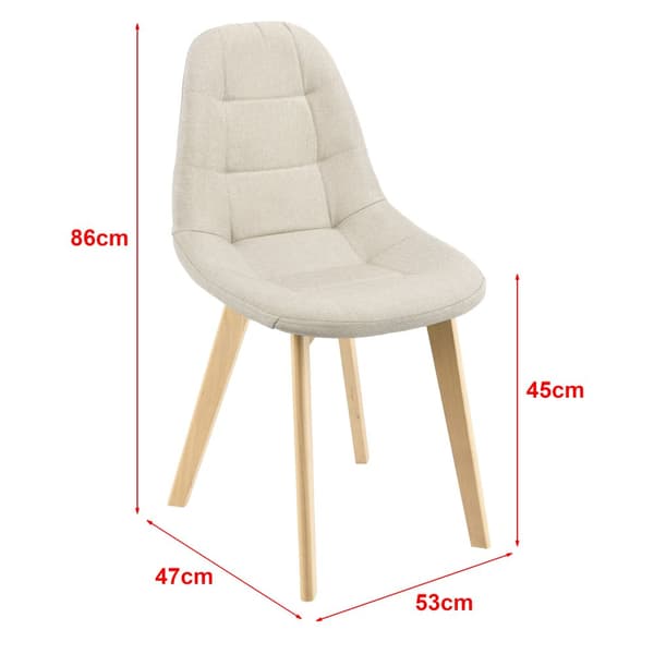 [en.casa] Stol Kopparberg set om 6-matstol-86x53x47cm-polyester-bok-vadderad-beige