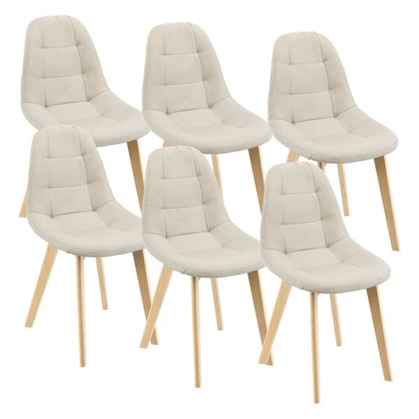 [en.casa] Stol Kopparberg set om 6-matstol-86x53x47cm-polyester-bok-vadderad-beige