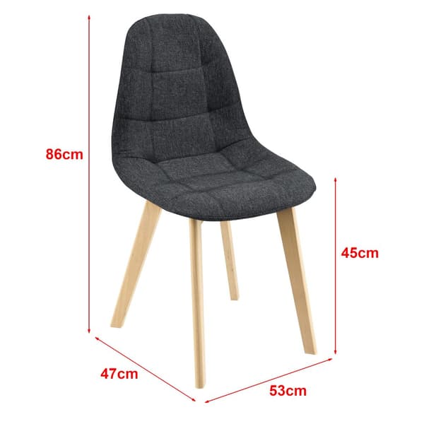 [en.casa] Stol Kopparberg set om 6-matstol-86x53x47cm-polyester-bok-vadderad-svart