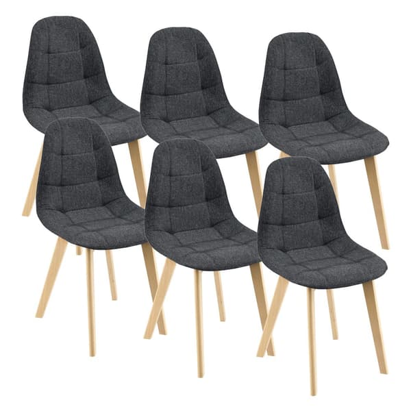 [en.casa] Stol Kopparberg set om 6-matstol-86x53x47cm-polyester-bok-vadderad-svart