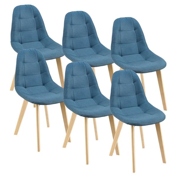 [en.casa] Stol Kopparberg set om 6-matstol-86x53x47cm-polyester-bok-vadderad-blå