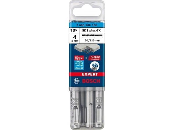 Bosch Expert SDS-plus-7X - Bor - for betong, forsterket betong, granitt, herdet betong, gneiss - hammerbit - 4 mm - SDS-plus - lengde: 115 mm (en pak