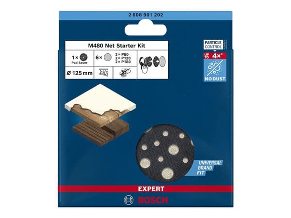 Bosch Expert M480 Starter Set - Sanding net - 7 delar - rund - grus: 80, 120, 180 - 125 mm