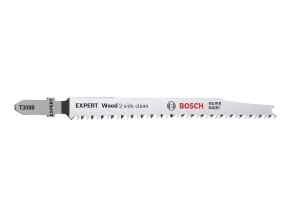 Bosch Expert Wood 2-side clean T308 B - Stikksagblad - for kryssfinér, bløtt tre, ikke-slipende trematerialer, solid wood furniture board - 100 deler