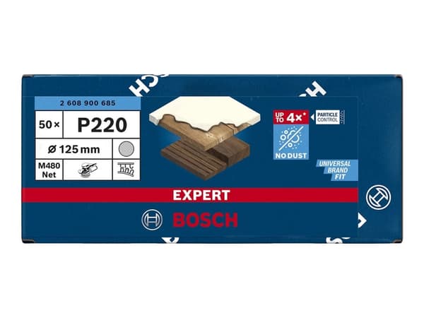 Bosch Expert M480 Net - Slipeark - for løvtre, maling på tre - 50 deler - rund - grovkorn: P220 - 125 mm