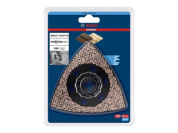 Bosch Expert MAVZ 116 RT10 - Sanding plate - for bløtt tre, løvtre - Starlock Max - delta - grovkorn: 100 - 116 mm x 109 mm