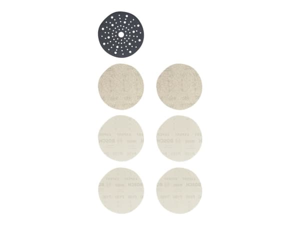 Bosch Expert M480 Starter Kit - Slipenett og putesparesett - for løvtre, maling på tre - 7 deler - rund - grovkorn: P120, P80, P180 - 150 mm