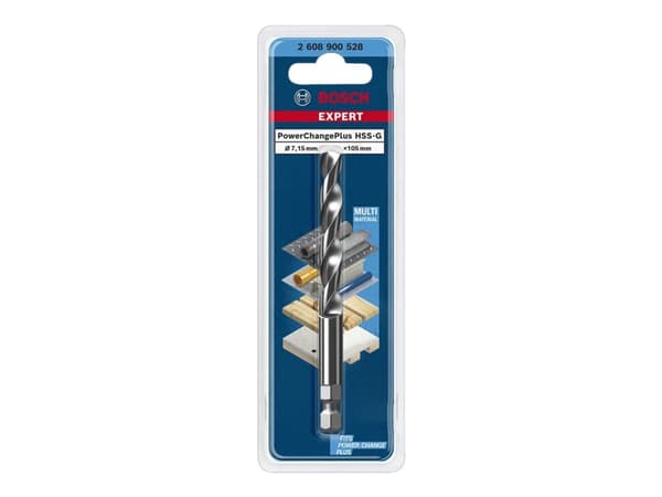Bosch Expert Power Change Plus - Prøvebor - for plast, tørrmur, multiformål, metallrør, profiles, wood with metal - 7.15 mm - heksagonal - lengde: 10
