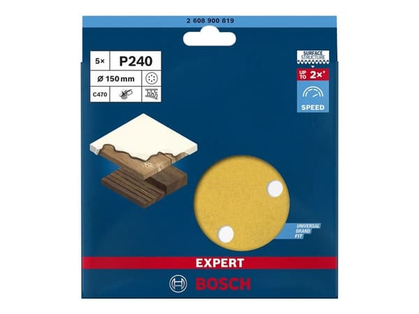 Bosch Expert C470 - Sandpapper - för lövträ, målarfärg på trä - 5 delar - rund - grus: P240 - 150 mm