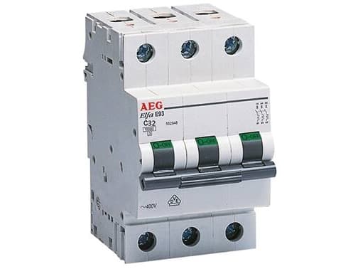 AEG automatiska säkringar C 32A, 3-poligC-karaktäristik10kAkortslutningskapacitet230/400VAC, 54mm bred
