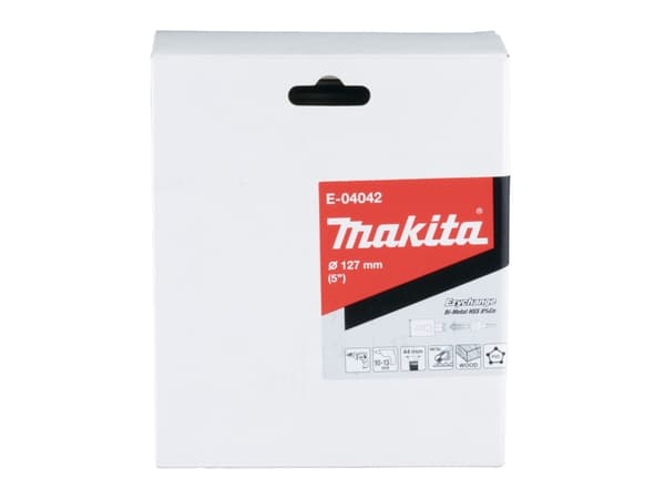Makita E-04042, Single, Borr, Stål, Gjuten aluminium, Plast, Trä, Rostfritt stål, Vit, Bimetall, 4,4 cm