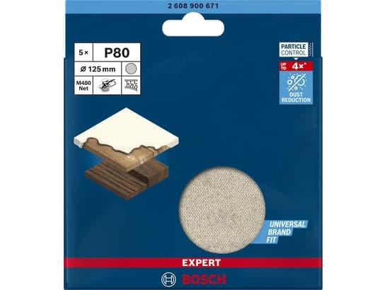 Bosch Expert M480 Net - Slipeark - 5 deler - rund - grovkorn: P80 - 125 mm