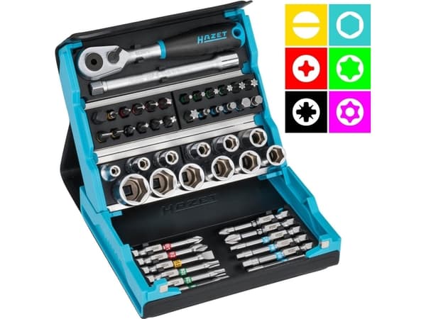 Hazet SmartCase 2200SC-2 Bitsats 50 stycken Unbrako, Nyckelhål, Phillips nyckelhål, Pozidriv nyckelhål, Utvändig dubbel hexagon, T-profil