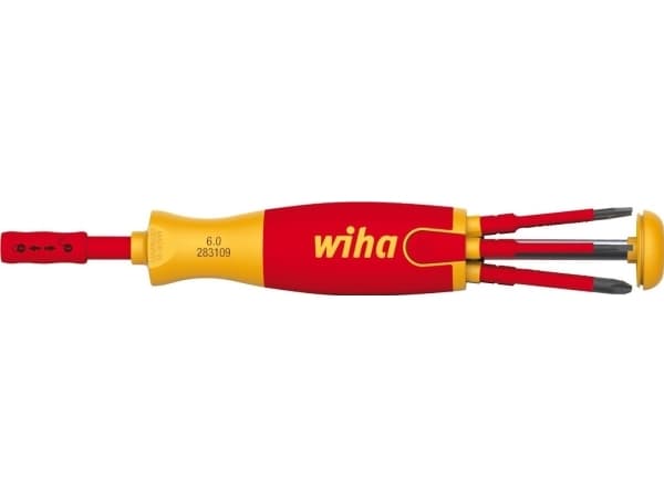 Wiha VDE magasinbitsholder med 6 bits SB 2831-09020 Viktige slimBits med håndtak for alt elektrisk arbeid (SB 2831-09020)