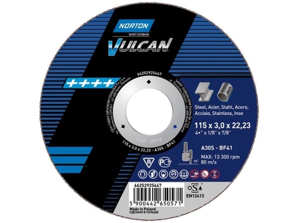 Norton flex blad VULCAN A 41 125x22,23x1,6 for stål - 66252925434