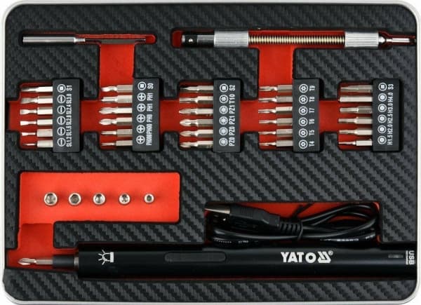 Yato YT-27930, Elektrisk skrutrekker, Rett håndgrep, Sort, 45,6 dB, Batteri, 3,6 V