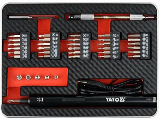 Yato YT-27930, Elektrisk skrutrekker, Rett håndgrep, Sort, 45,6 dB, Batteri, 3,6 V