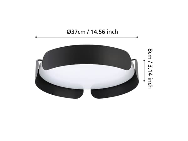 EGLO Valcasotto, LED, 3000 K, 2050 lm, IP20, Sort