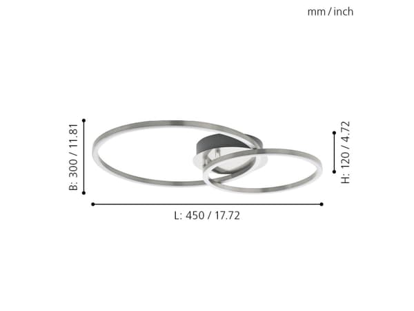 EGLO PALMAVES 1 LOFT L450 1620+1320LM 3000-6500K BS M/FJERNB.