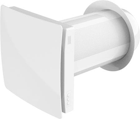 THERMEX Ventilator Heatvex Basic inkl. fjernbtj., op til 90% varmegenvinding / SEL 420 J/m³. Luftmængde i 3 trin op til 60 m³/h, Ø158 mm.