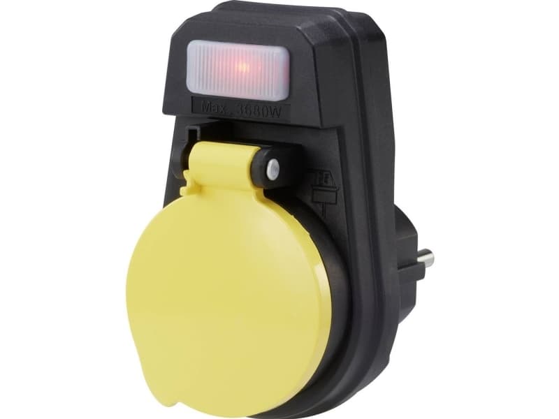 Sygonix SY-4673756 Omstillelig mellemstikdåse med kontakt på enheden 1-polet Sort, Gul