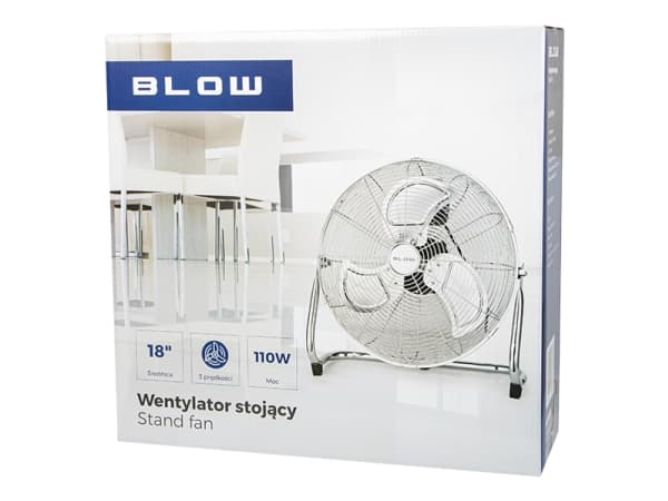 BLOW 44-065#, Kotitaloustuuletin lavoilla, Terästä, Lattia, Metalli, 45,7 cm, 1,5 m