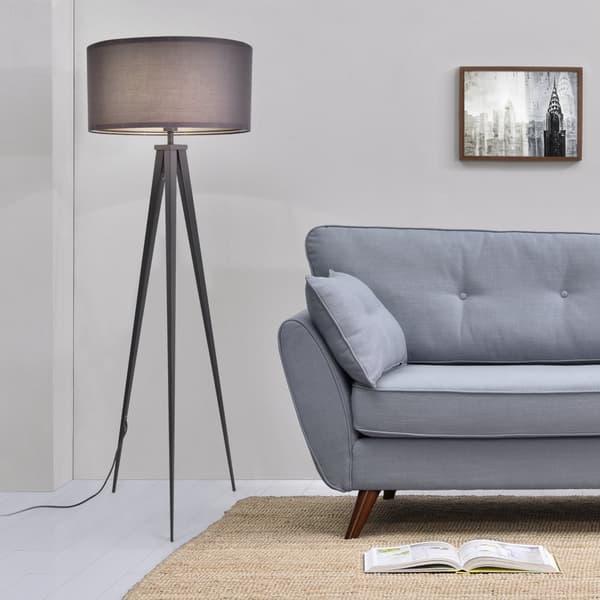 Golvlampa Faro metall textil ljusgrå [lux.pro]