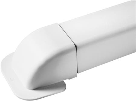Kanalväggsanslutning modell nr 1 90 grader med fläns, vit färg, för utomhusbruk, UV-beständig plast.