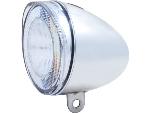 SPANNINGA Swingo XB frontlys 10 lux/50 lumen + batterier krom (SNG-H070017)