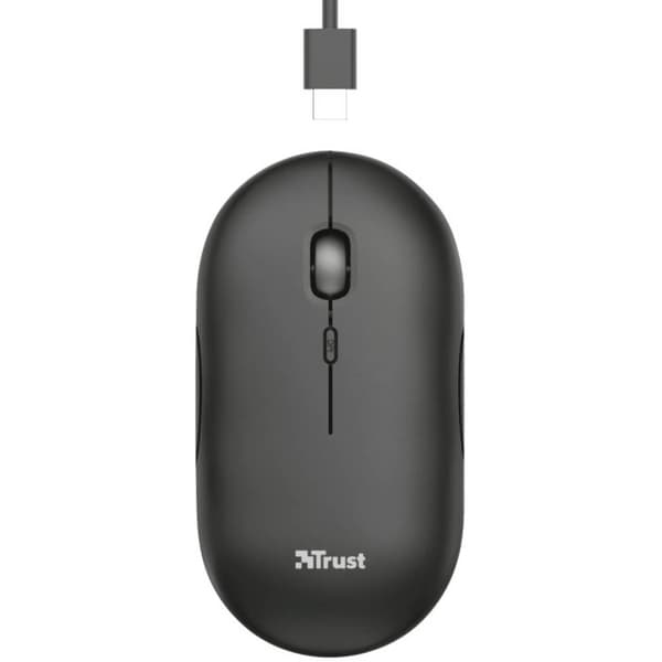 Trust PUCK WiFi mus Bluetooth, Trådlös Optisk Svart 4 Knappar 1600 dpi