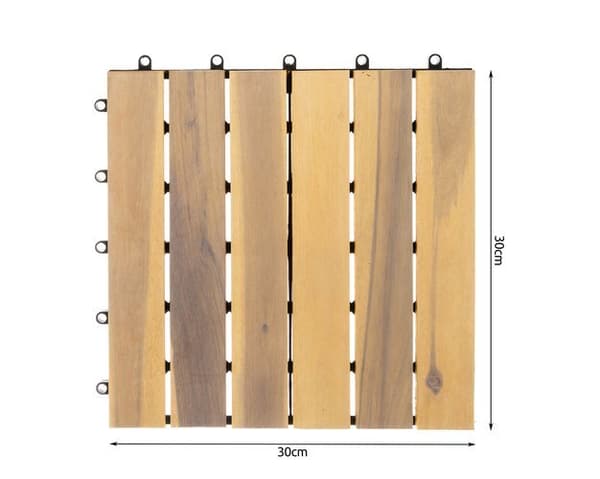 10-pack Trall Balkongplattor 30x30 Akaciaträ - klicksystem