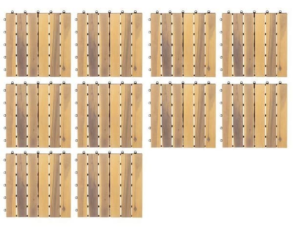 10-pack Trall Balkongplattor 30x30 Akaciaträ - klicksystem