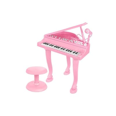 Leksak piano med mikro och stol Rosa