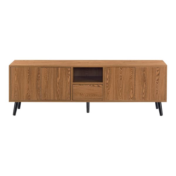 [en.casa] Tv-bänk Hedemora-140x30x45,5cm-melaminbelagd spånskiva-trä-mörk träfärg-max. 20 kg