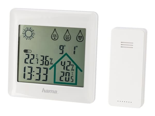 Hama Action, Valkoinen, Kosteusmittari sisäkäyttöön, Lämpömittari sisäkäyttöön, Kosteusmittari ulkokäyttöön,..., 20 - 95%, 20 - 95%, 0 - 50 °C, 32 -