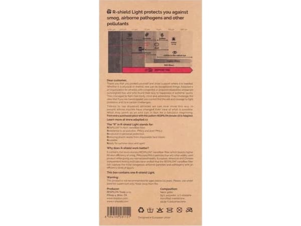 Respilon R-Shield Junior Parrots chimney made of nanofibers anti-smog, anti-virus, anti-allergic, anti-bacterial EAN 8594190531229